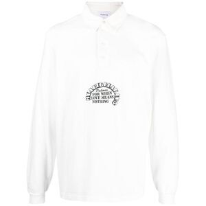 PALMES Long Sleeve Polo Shirt with Graphic Print Men WHITE Shirts